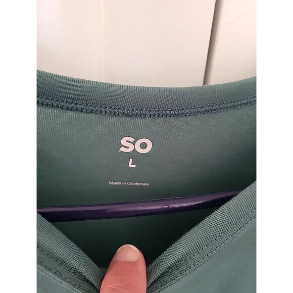 Juniors' SO Long Sleeve Crewneck Tee Top T-Shirt Green Size Large - Picture 3 of 5